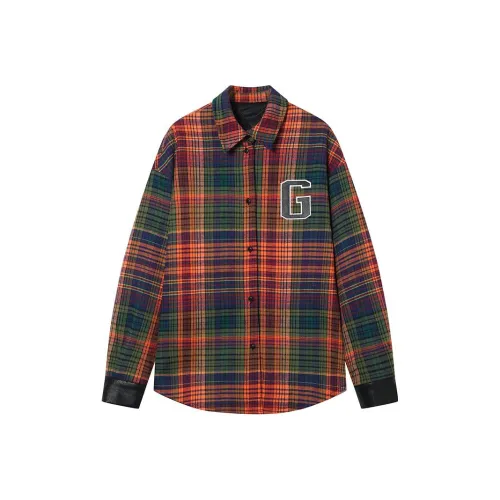 GRACE CHOW ROBBi Оранжевый, синий Клетчатый Женские Рубашки