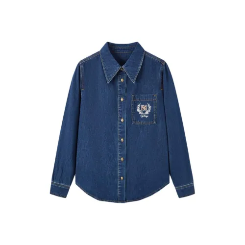 EICHITOO Рубашка Женская Джинсовая Синяя