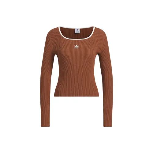 Adidas Originals Adicolor FW24 LS Свитер Трикотаж Женский Темно-Коричневый