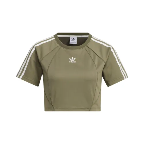 Adidas Originals BABY TEE Реглан с короткими рукавами Рубашка Женская Слоистая Оливково-зеленая