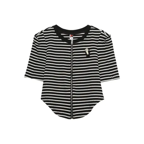 MUGUOGUOMU T-рубашка Женская Черно-белые полосы