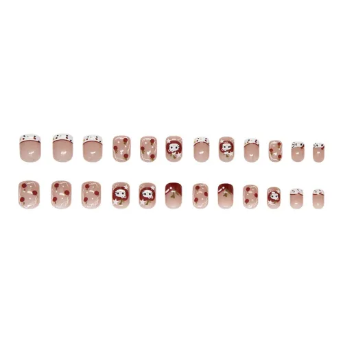 Sweet Pillow House Гороховый узор Мультяшный Звезды False Nail Короткий Квадрат Телесный Смудж Милый