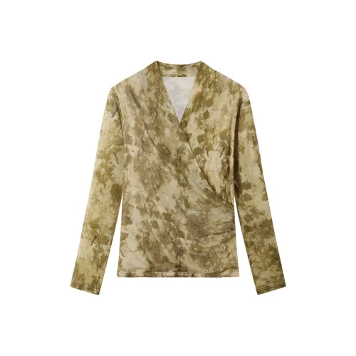 H YXIANG Рубашка Женская Желто-зеленая