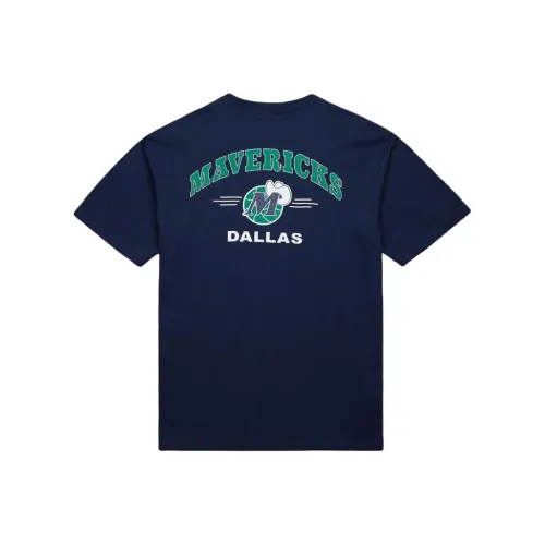 MITCHELL NESS X NBA Dallas Mavericks 100% хлопок Футболка Унисекс Морской синий
