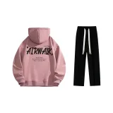 Set (Пыльно-розовый Стандартный выпуск + Черные Повседневные штаны)