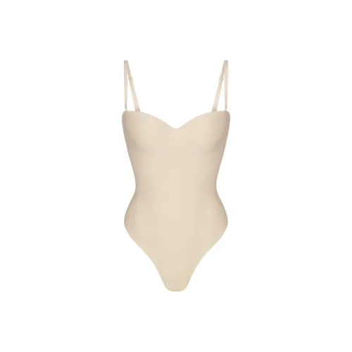 SKIMS Комбинезон BODYSUIT с чашками и бретелями женский песочный песочный