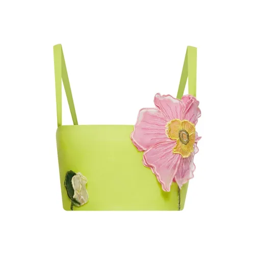 Oscar De La Renta SS24 Топ на бретелях Женский Неон Зеленый