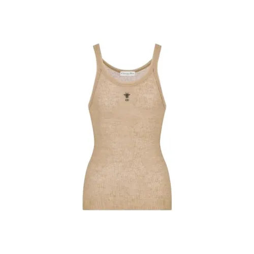 DIOR Бежевый Technical Linen Ribbed Knit Tank Top Women's Beige