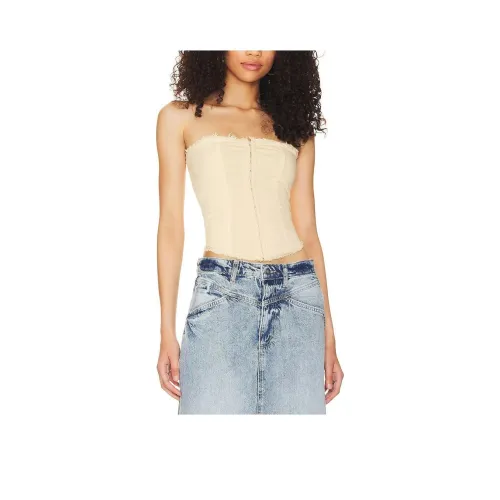 FREE PEOPLE Без бретелек Топ Женский Бежевый