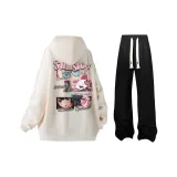 Абрикос + Черный Повседневные Брюки