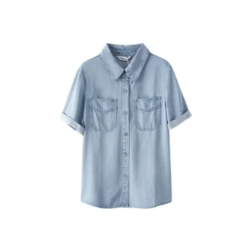 IHIMI SS24 Рубашка Женская Джинсовый Синий