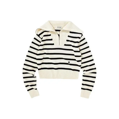 LOW CLASSIC STRIPE SAILOR ZIP UP KNIT Трикотаж Женский Черный Белый