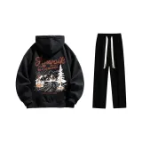 Комплект (Черный с флисовой подкладкой + Черные повседневные штаны)