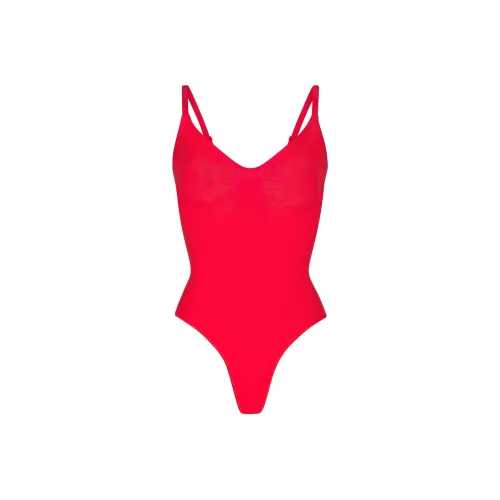 SKIMS День святого Валентина Бесшовный Sculpt Стринг BODYSUIT Комбинезон Женские Рубин Красный