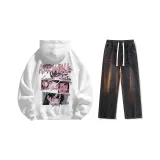 Set (White Fleece-Lined + Black Jeans)  
Комплект (Белый с флисовой подкладкой + Черные джинсы)