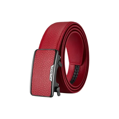 PIERRE CARDIN Ремни из крупнозернистой текстуры коровьей кожи Мужской Красный 3,5 см