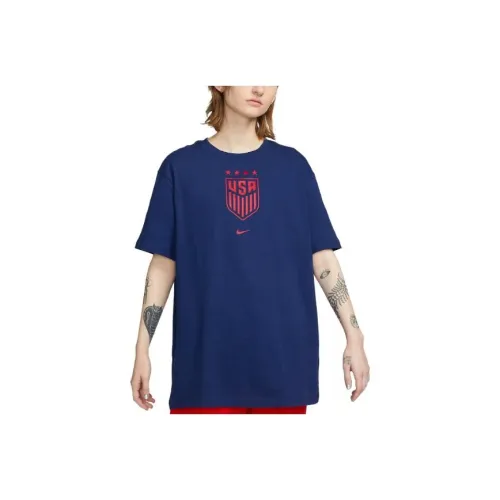 nike USA Soccer Team Olympic Series Рукав с спущенным плечом T-рубашка Женская Синяя