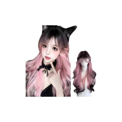 YOUXI Розовый EDITION Siamese Cat Парики Розовый Черный градиент