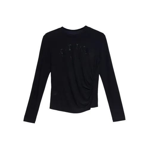 TCH T-рубашка Женская Черная с Черным Логотипом