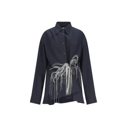 DRIES VAN NOTEN FW24 Рубашка Женская Морской Синий