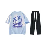 Комплекты одежды, охлаждающий/репеллентный от насекомых/антибактериальный/анти-клещевой (синяя футболка + черные штаны)