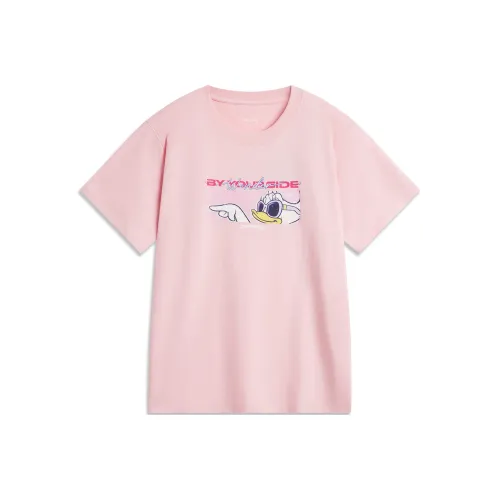 LiNing x Disney T-Shirt Женская Новая Кораллово-Розовая Daisy