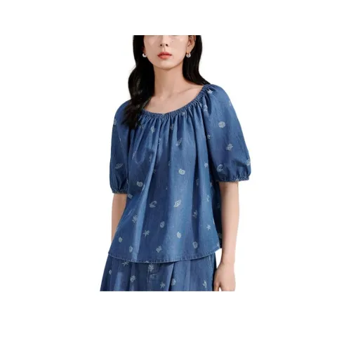 Inman Джинсовый синий Женские Рубашки