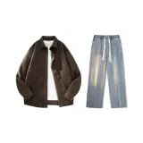 Set (Khaki Shirt + Vintage Blue Jeans)  
Комплект (Хаки Рубашка + Винтажные Синие Джинсы)