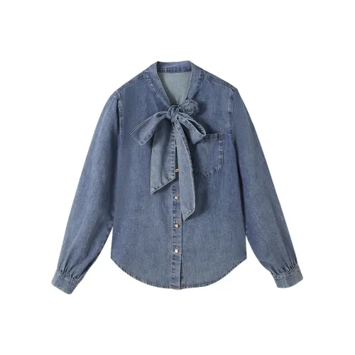 XIANGYING Джинсовый синий Женские Рубашки