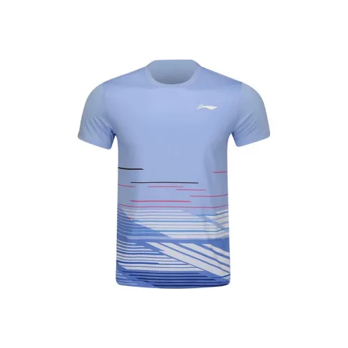 LINING Бадминтон Джерси Унисекс Цветочный Бирюзовый