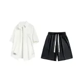 Белая рубашка + черные шорты