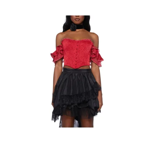 Dolls Kill Sugar Thrillz Сладкий Talker CORSET Топ Без бретелей Топ Женские Красный Красный