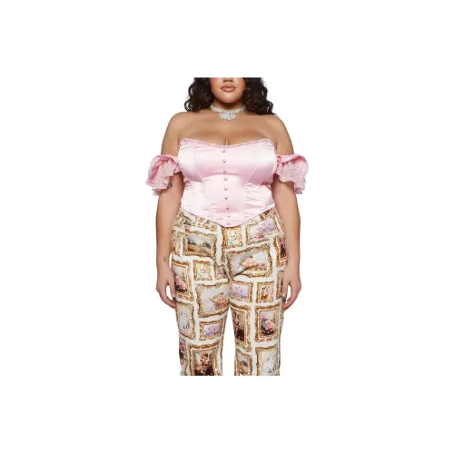 Dolls Kill Sugar Thrillz Плюс Сладкий Talker CORSET Топ Топ Без бретелей Топ Женский Розовый Розовый