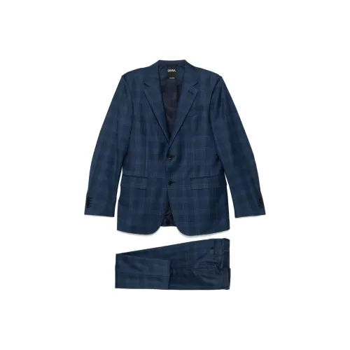 Zegna SS25 Бизнес-костюм Мужской Морской Синий