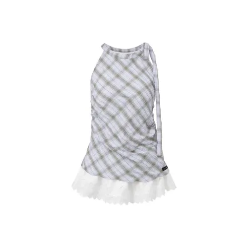 SYEEE WITH U Майка Женская Зеленая Фиолетовая Клетка