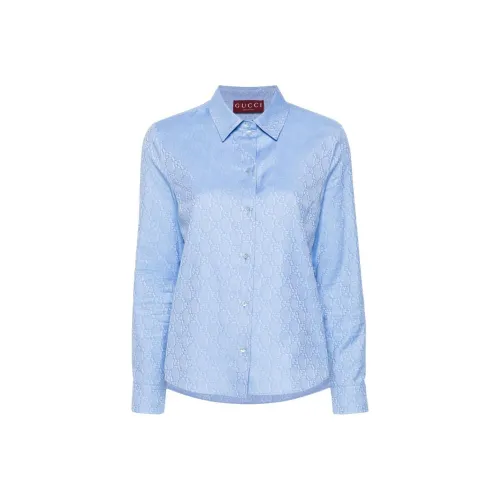 GUCCI SS24 Рубашка Женская Васильковый Синий