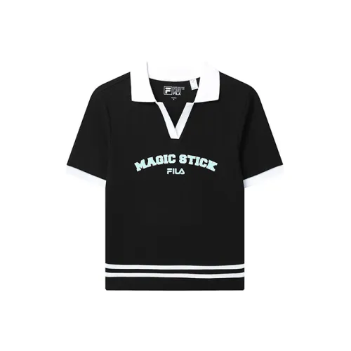 FILA X Magic Stick Joint Series Поло Женские Глубокий Черный