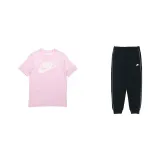 Розовый топ + черные штаны