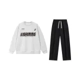 Комплект одежды (Свитшот серого цвета Фотиния + Черные повседневные штаны)