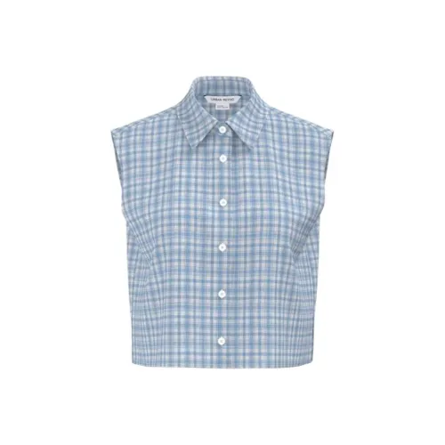 URBAN REVIVO Рубашка Женская Небесно-Синяя Клетка