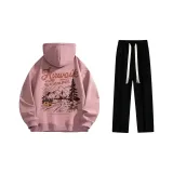 Set (Пыльно-розовый Стандартный выпуск + Черные Повседневные штаны)