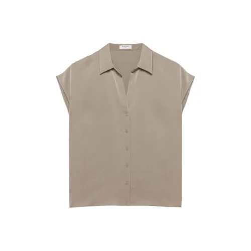 ARITZIA BABATON Parkway Satin Shirt Women's Nomad Taupe Nomad Gray Umber