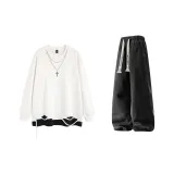 Белый топ + черные джинсы