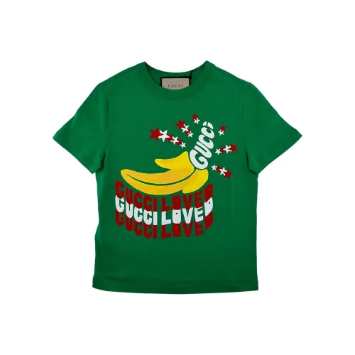 GUCCI С принтом буквы круглый вырез короткое рукав футболка рубашка женская зеленая