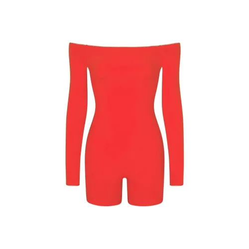 SKIMS Valentine's Day Collection ФИТС EVERYBODY PICOT Комбинированный Off The Плечо ONESIE Комбинезон Женские Рубин Rubies