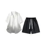 Белая рубашка + черные шорты