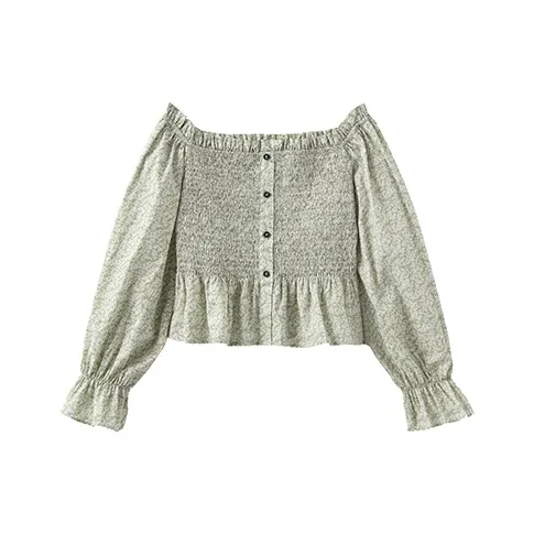 CUBIC Т-рубашка с оборкой женская зеленая