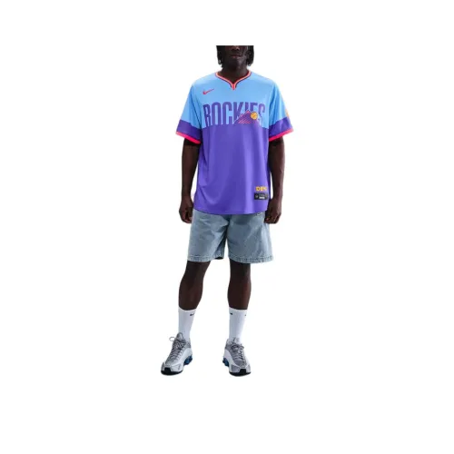 Nike x MLB Dri Fit ADVCOLORADO ROCKIES Городской Connect Регби Джерси Унисекс Фиолетовый