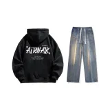 Комплект (Черный с флисовой подкладкой + Ностальгический синий джинсы)