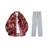 Set (Burgundy Shirt + Gray Casual Pants)  
Комплект (Бордовая рубашка + Серые повседневные штаны)